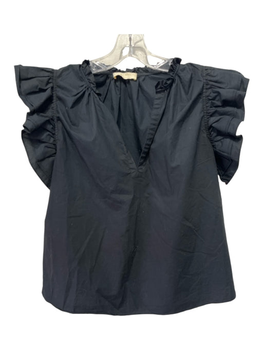 Ulla Johnson Size 8 Black Cotton Ruffle Top Black / 8