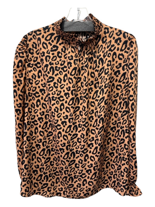 Tucker Size M Tan & black Silk Keyhole Leopard Print Long Sleeve Top Tan & black / M