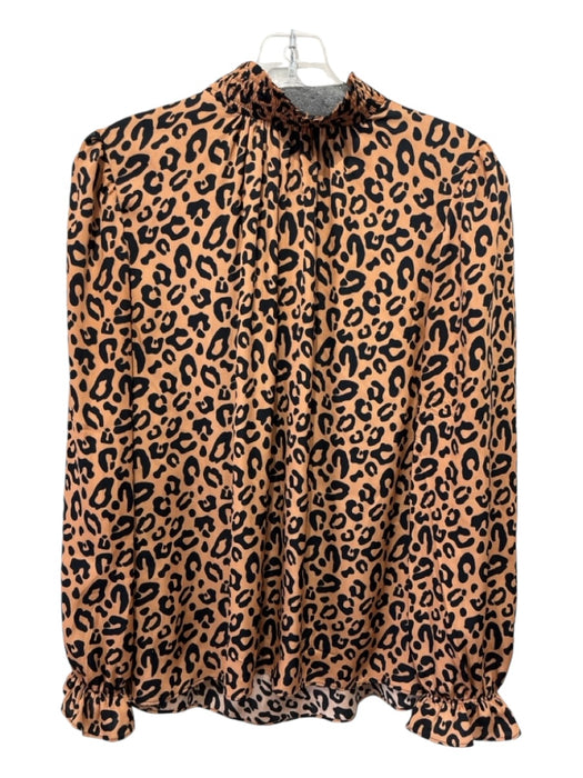 Tucker Size M Tan & black Silk Keyhole Leopard Print Long Sleeve Top Tan & black / M