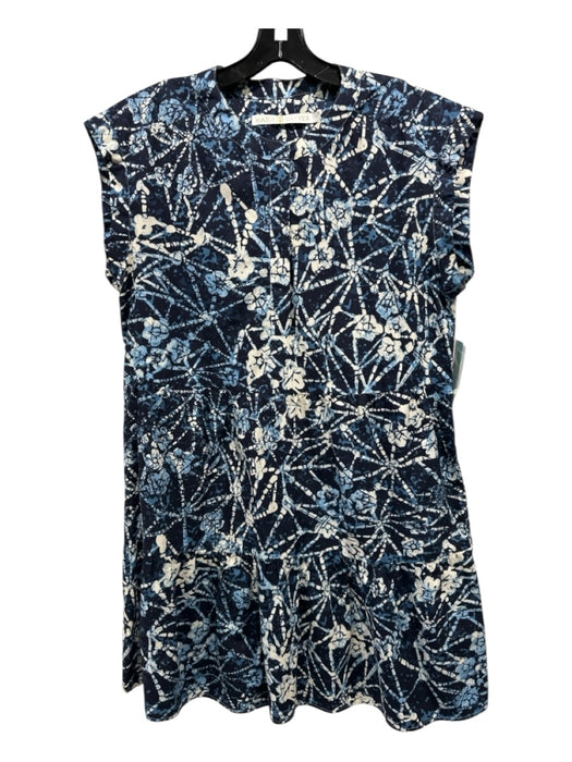 Marie Oliver Size Medium Navy, Blue & White Cotton Cap Sleeve Tie Dye Dress Navy, Blue & White / Medium