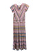 Saylor Size Medium Dusky Pin, Blue & Multi Cotton Short Cap Sleeve Striped Dress Dusky Pin, Blue & Multi / Medium
