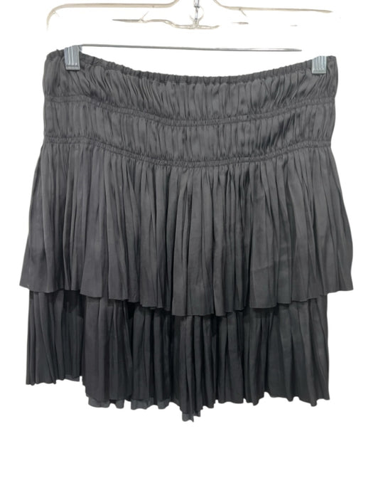 Ulla Johnson Size 6 Black Polyester Elastic Waist Gathered Pleating Tiered Skirt Black / 6