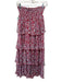Raga Size L Red, White & Pink Viscose Shirred Waist Metallic Thread Floral Skirt Red, White & Pink / L