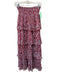 Raga Size L Red, White & Pink Viscose Shirred Waist Metallic Thread Floral Skirt Red, White & Pink / L