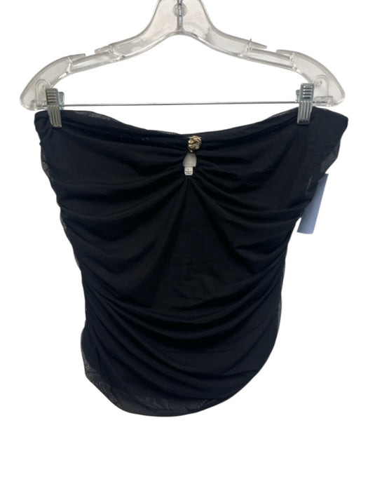Reformation Size Large Black & Gold Nylon Blend Strapless Mesh Front keyhole Top Black & Gold / Large