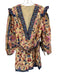 Farm Rio Size Large Pink, Blue, Yellow Viscose Long puff sleeve Floral Romper Pink, Blue, Yellow / Large