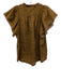 Birds of Paradis Size Small Tan & Navy Cotton Short Sleeve Abstract Print Top Tan & Navy / Small