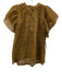 Birds of Paradis Size Small Tan & Navy Cotton Short Sleeve Abstract Print Top Tan & Navy / Small