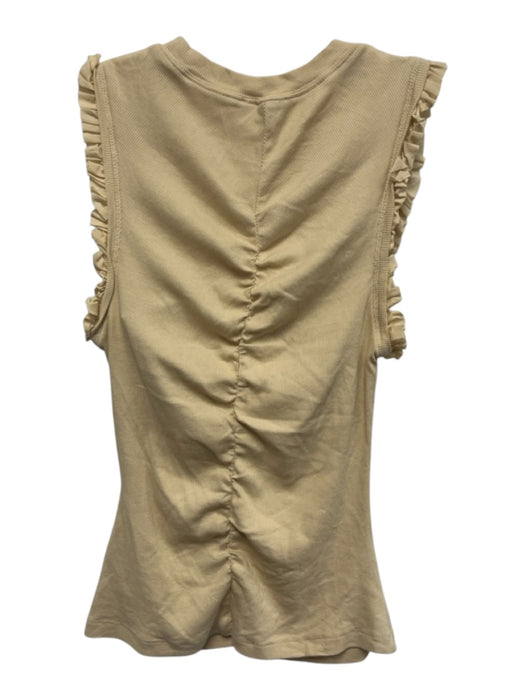 Ulla Johnson Size Medium Beige Cotton Blend Sleeveless Ruched Ruffles Top Beige / Medium