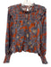 Love The Label Size Medium Orange, Blue, Yellow Cotton Long puff sleeve Top Orange, Blue, Yellow / Medium