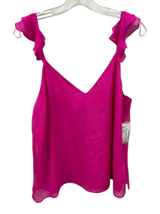 Cami NYC Size Large Fuschia Pink Silk V Neck Ruffle Cap Sleeve Top Fuschia Pink / Large