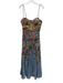Aqua Size Large Blue & Multi Polyester Spaghetti Strap Floral Pleated Maxi Dress Blue & Multi / Large