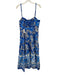Farm Rio Size Large Blue & White Cotton Sleeveless tropical floral Shirred Dress Blue & White / Large