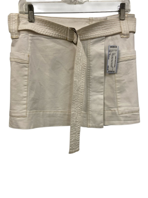 Rails Size Medium White Cotton Denim Side Pockets Contrast Stitch Belted Skirt White / Medium
