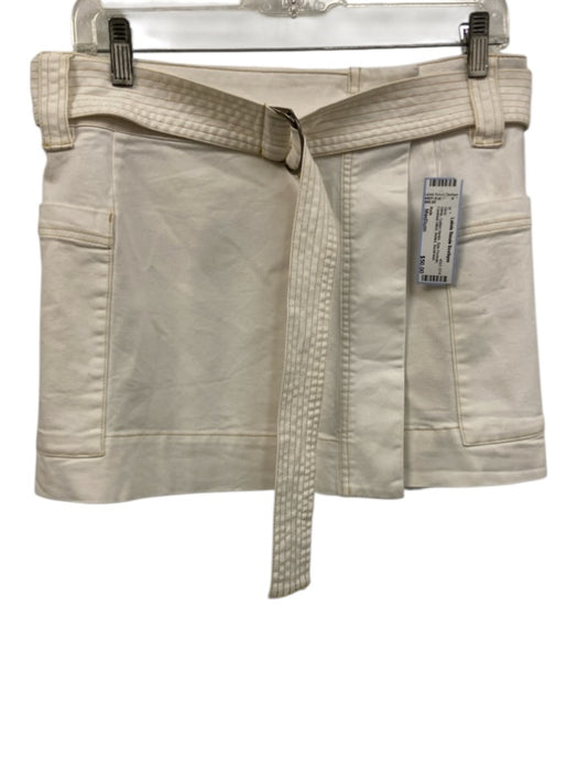 Rails Size Medium White Cotton Denim Side Pockets Contrast Stitch Belted Skirt White / Medium