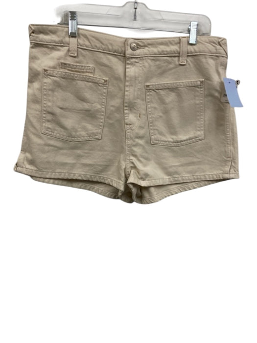 We The Free Size 32 Ivory White Cotton Denim High Rise Patch Pocket Shorts Ivory White / 32