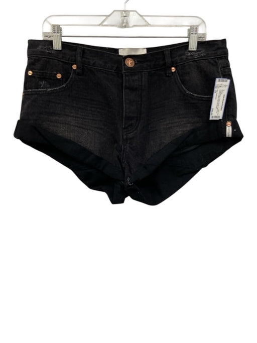 One Teaspoon Size 29 Faded Black Cotton Denim High Rise Faded Cuffed Mini Shorts Faded Black / 29