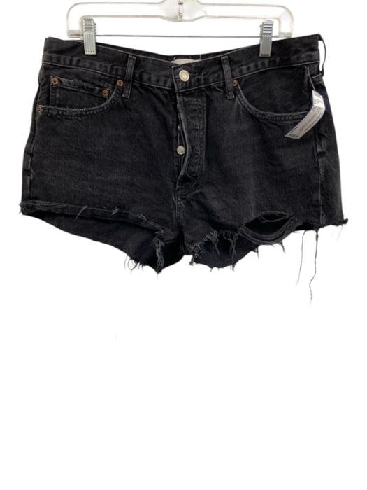 Agolde Size 30 Faded Black Cotton Denim High Rise Raw Hem Shorts Faded Black / 30
