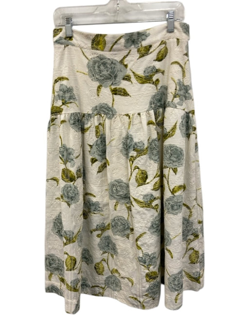 En Saison Size Large White, Blue, Green Polyester Gathered Floral Maxi Skirt White, Blue, Green / Large