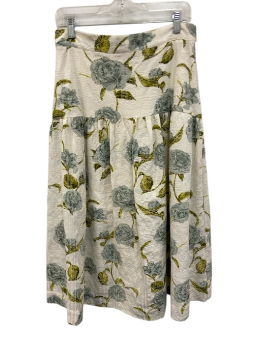 En Saison Size Large White, Blue, Green Polyester Gathered Floral Maxi Skirt White, Blue, Green / Large
