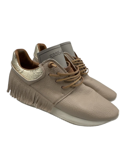Esse Ut Esse Shoe Size 41 Taupe & Gold Leather Upper Lace Up Snake Skin Sneakers Taupe & Gold / 41