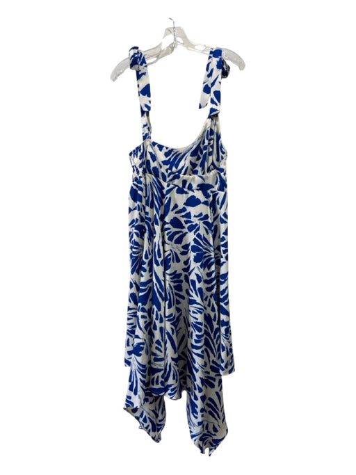 Alexis for Target Size L Blue & White Polyester V Neck Abstract Floral Dress Blue & White / L