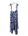 Alexis for Target Size L Blue & White Polyester V Neck Abstract Floral Dress Blue & White / L