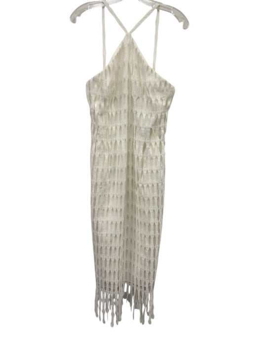 Antonio Melani Size 4 White Polyester Blend Lace Overlay Sleeveless Halter Dress White / 4