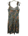 Christy Lynn Size M Gray, Pink & Multi Cotton & Silk Sleeveless Floral Dress Gray, Pink & Multi / M