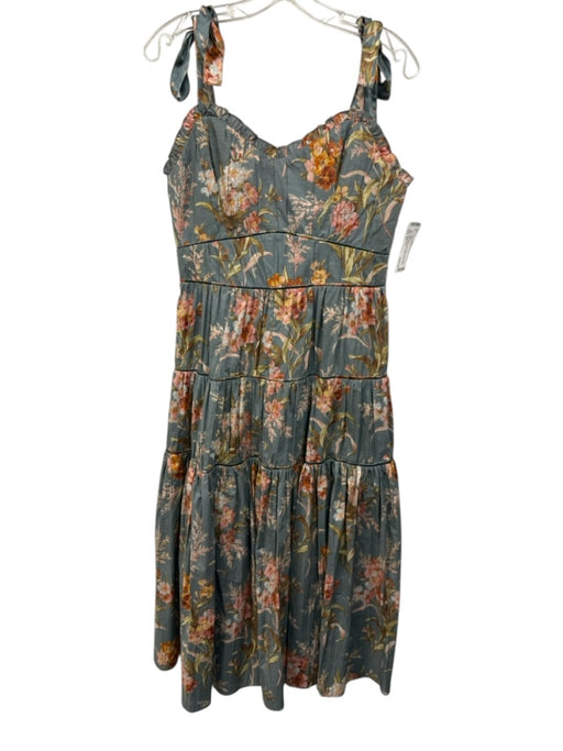 Christy Lynn Size M Gray, Pink & Multi Cotton & Silk Sleeveless Floral Dress Gray, Pink & Multi / M