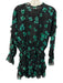 Misa Size S Black & Green Viscose Long Balloon Sleeve Floral V Neck Dress Black & Green / S