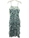 Alice + Olivia Size 6 Aqua & Black Cotton Spaghetti Strap Floral Boning Dress Aqua & Black / 6
