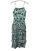Alice + Olivia Size 6 Aqua & Black Cotton Spaghetti Strap Floral Boning Dress Aqua & Black / 6