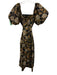 Cleobella Size M Brown, White & Black Cotton Short Balloon Sleeve Floral Dress Brown, White & Black / M