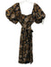 Cleobella Size M Brown, White & Black Cotton Short Balloon Sleeve Floral Dress Brown, White & Black / M