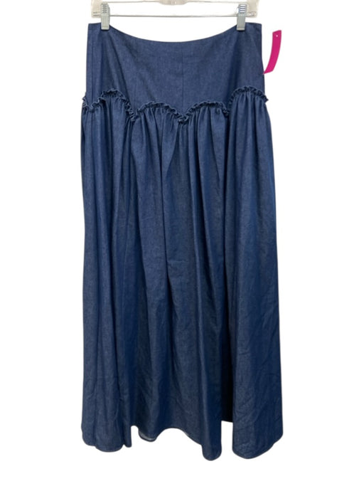 Mare Mare Size M Blue Cotton & Polyester Ruffle Midi Skirt Blue / M