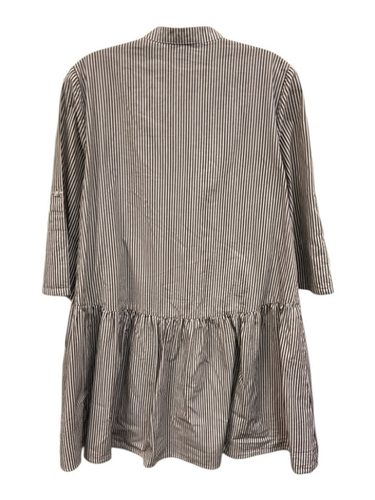 Madewell Size M Brown & White Cotton 3/4 Sleeve Stripe Buttons Knee length Dress Brown & White / M