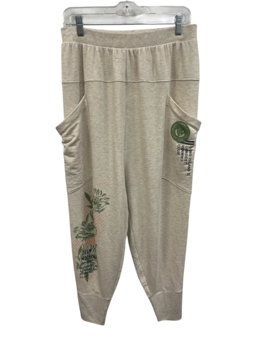 Daily Practice Size S Cream, Pink, Green Viscose & Cotton Elastic Waist Pants Cream, Pink, Green / S