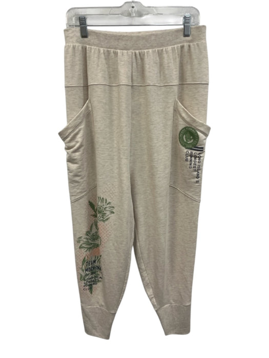 Daily Practice Size S Cream, Pink, Green Viscose & Cotton Elastic Waist Pants Cream, Pink, Green / S