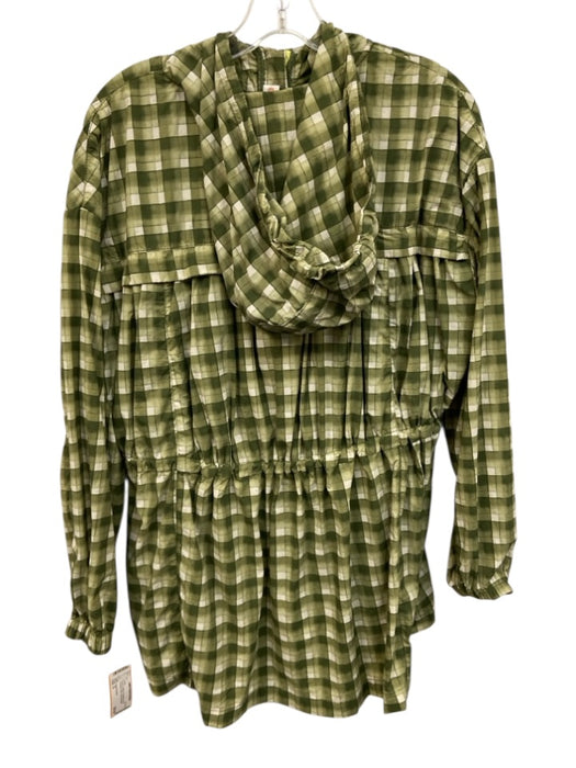 Daily Practice Size S Green & White Polyamide Hood Checked Rain Coat Jacket Green & White / S