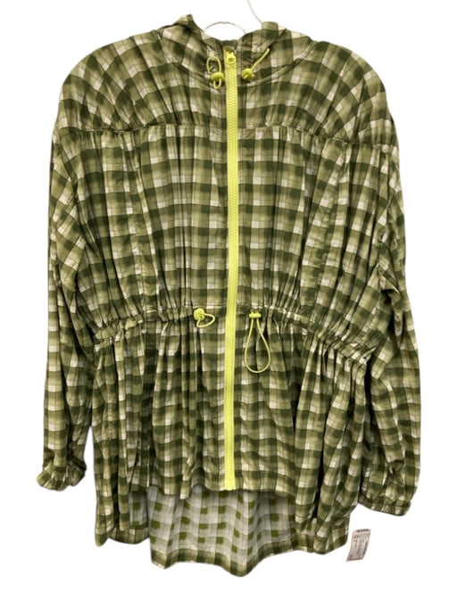 Daily Practice Size S Green & White Polyamide Hood Checked Rain Coat Jacket Green & White / S