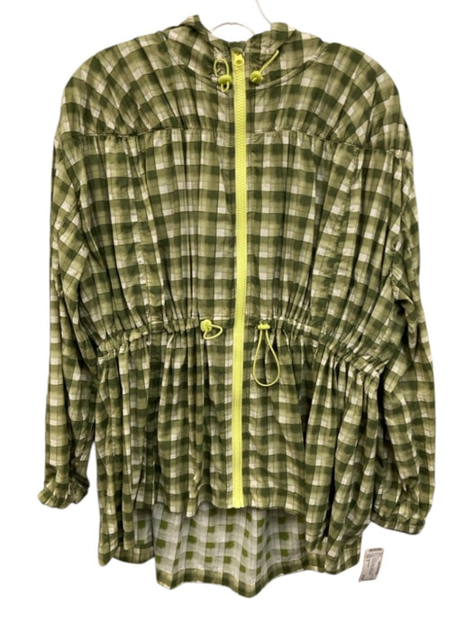 Daily Practice Size S Green & White Polyamide Hood Checked Rain Coat Jacket Green & White / S