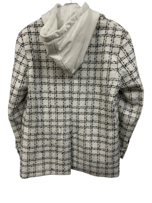 Maeve Size S White & Black Polyester & Cotton Tweed Hood Dickey Blazer Jacket White & Black / S