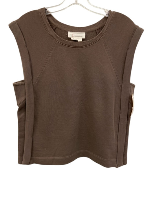 By Anthropologie Size S Taupe Brown Cotton Sleeveless Sweatshirt Top Taupe Brown / S