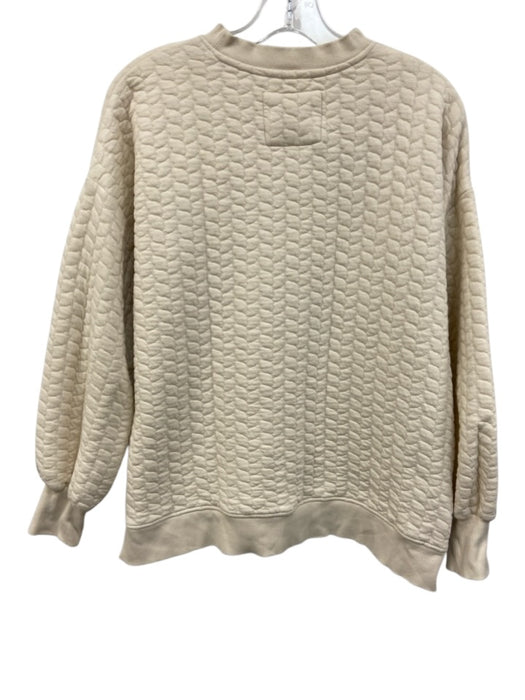 Grey State Size S Cream White Cotton Quilted Snap Sides Crew Neck Sweater Cream White / S