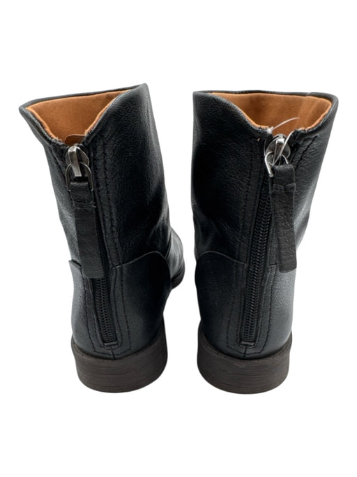 Franco Sarto Shoe Size 9 Black Leather Back Zip Almond Toe Ankle Booties Black / 9