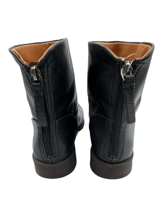 Franco Sarto Shoe Size 9 Black Leather Back Zip Almond Toe Ankle Booties Black / 9