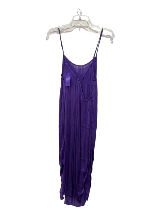 IRO Size 34 Purple Viscose Striped Spaghetti Strap Midi Sheer Dress Purple / 34