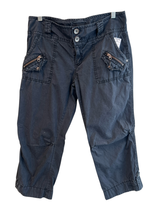 Sanctuary Size 28 Charcoal Cotton Capri Zip Fly Mid Rise Cargo Pants Charcoal / 28
