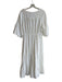 Saks Fifth Avenue Size L White Cotton Gauze V Neck 1/2 sleeve Button Down Dress White / L